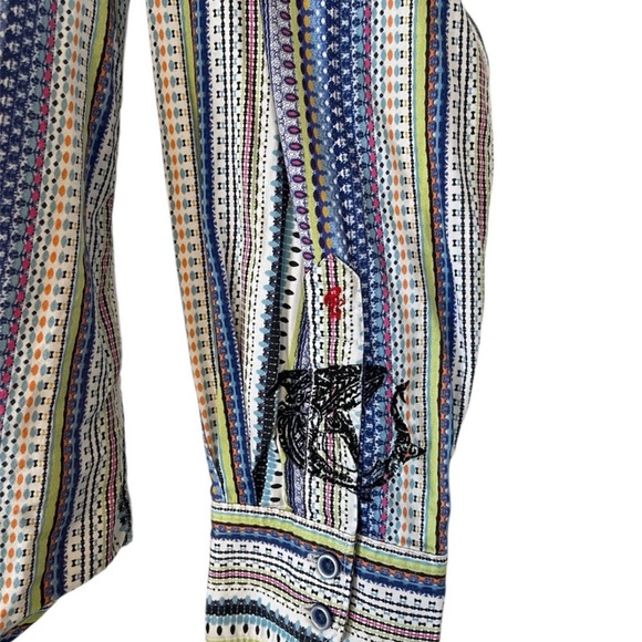 Robert Graham Embroidered Flip Cuff Dress Shirt~Skulls~Mens Size Large - L - Picture 7 of 12
